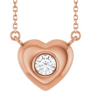 14K Rose Gold 4.5 mm Round Accented Heart 18" Necklace Mounting