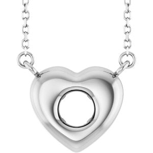 Sterling Silver 4.5 mm Round Accented Heart 18" Necklace Mounting – image 2