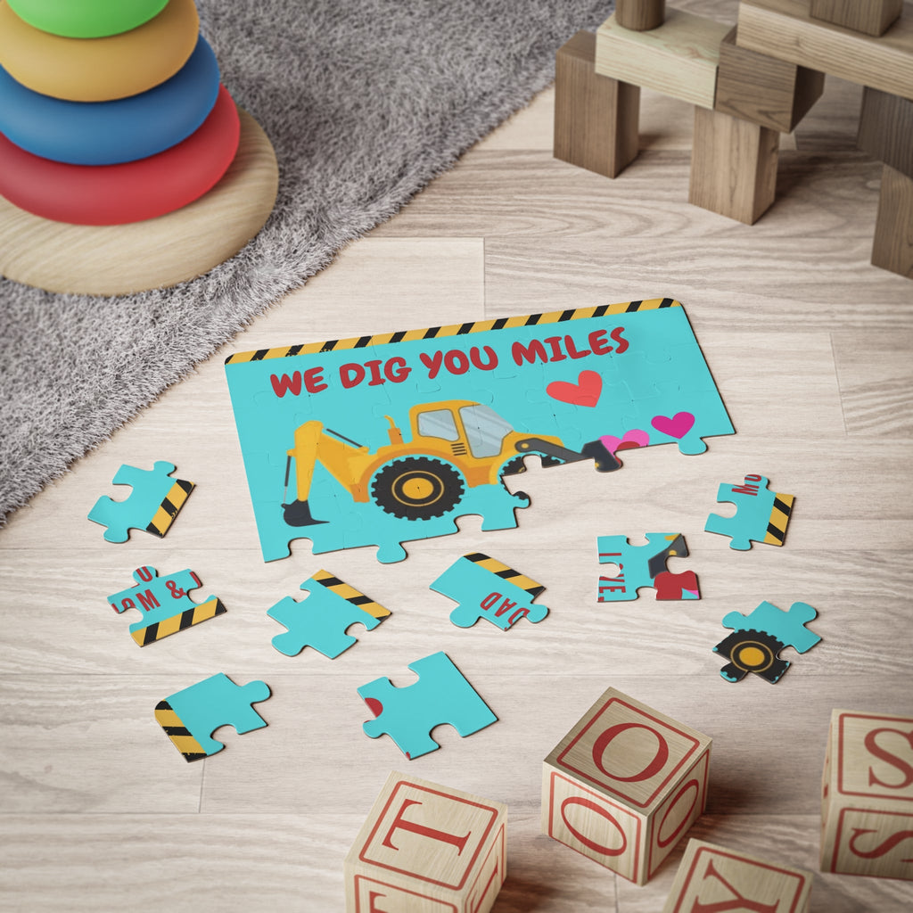 Personalized Kid's 30-Piece Valentine's Day Puzzle - "We Dig You" Construction Theme