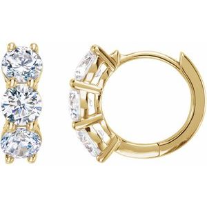14K Yellow Gold 2 CTW Lab-Grown Diamond 12 mm Hoop Earrings