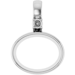 14K White Gold 9x7 mm Oval Cabochon Pendant Mounting – image 2