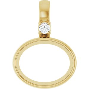 10K Yellow Gold 9x7 mm Oval .03 CT Lab-Grown Diamond Semi-Set Cabochon Pendant – image 2