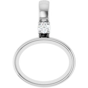 10K White Gold 9x7 mm Oval .03 CT Natural Diamond Semi-Set Cabochon Pendant – image 2