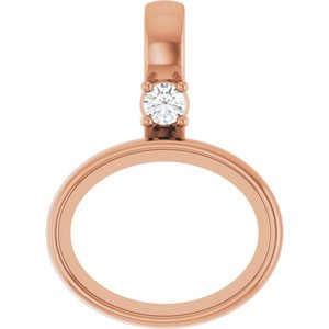 14K Rose Gold 9x7 mm Oval .03 CT Natural Diamond Semi-Set Cabochon Pendant – image 2