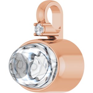 14K Rose Gold 9x7 mm Oval .03 CT Natural Diamond Semi-Set Cabochon Pendant – image 3