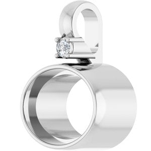 14K White Gold 9x7 mm Oval .03 CT Natural Diamond Semi-Set Cabochon Pendant – image 4