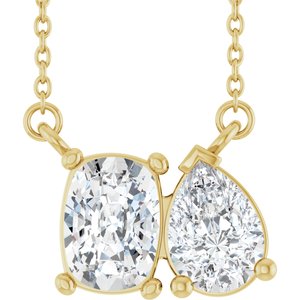 14K Yellow Gold Two-Stone 18" Necklace Mounting