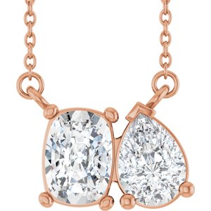 14K Rose Gold Two-Stone 18" Necklace Mounting