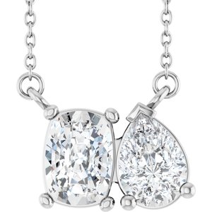 14K White Gold Two-Stone 18" Necklace Mounting