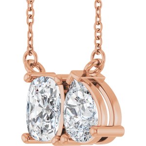 14K Rose Gold Two-Stone 18" Necklace Mounting – image 3