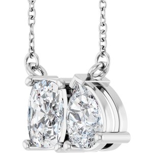 14K White Gold Two-Stone 18" Necklace Mounting – image 3