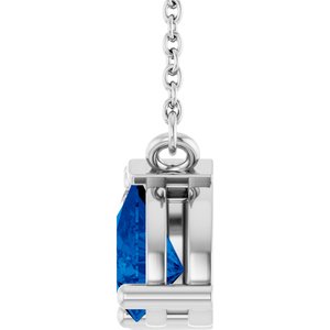 Sterling Silver Lab-Grown Diamond & Lab-Grown Blue Sapphire Two-Stone 18" Necklace – image 3