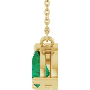 14K Yellow Gold Lab-Grown Diamond & Lab-Grown Emerald Two-Stone 18" Necklace – image 3