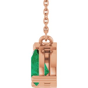 14K Rose Gold Lab-Grown Diamond & Lab-Grown Emerald Two-Stone 18" Necklace – image 3
