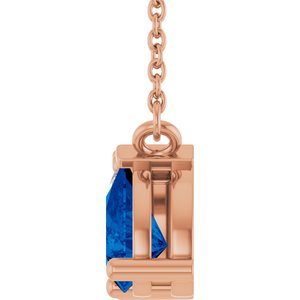 14K Rose Gold Lab-Grown Diamond & Lab-Grown Blue Sapphire Two-Stone 18" Necklace – image 3