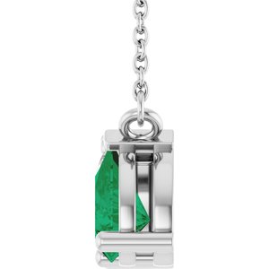 14K White Gold Lab-Grown Diamond & Lab-Grown Emerald Two-Stone 18" Necklace – image 3