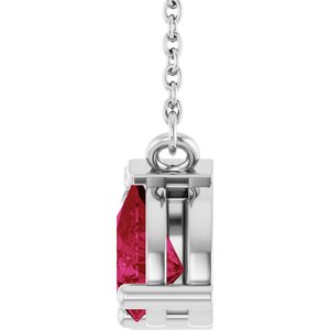 14K White Gold Lab-Grown Diamond & Lab-Grown Ruby Two-Stone 18" Necklace – image 3