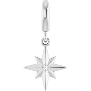 14K White Gold 1 mm Round Star Charm/Pendant Mounting – image 2