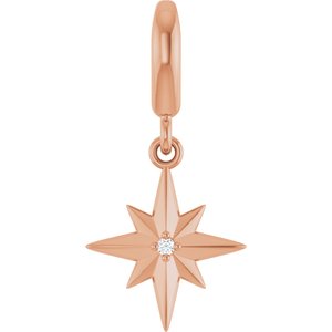 14K Rose Gold 1 mm Round Star Charm/Pendant Mounting – image 2