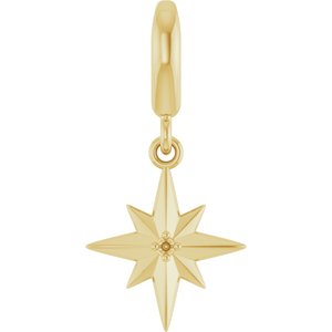 14K Yellow Gold 1 mm Round Star Charm/Pendant Mounting – image 2