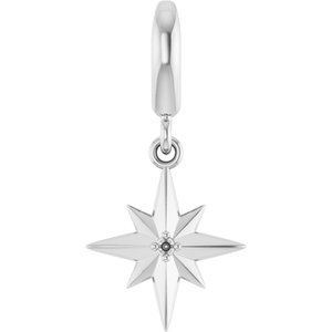Sterling Silver .005 CT Round Natural Diamond Charm/Pendant