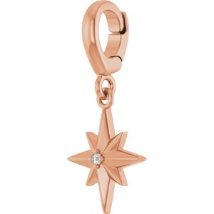 14K Rose Gold 1 mm Round Star Charm/Pendant Mounting – image 4