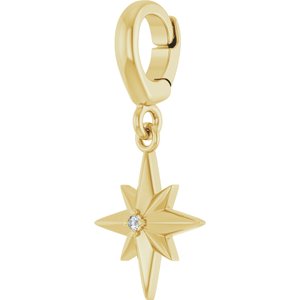 18K Yellow Gold-Plated Sterling Silver .005 CT Lab-Grown Diamond Charm/Pendant