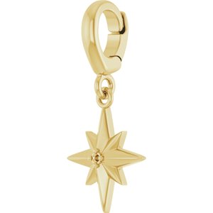 14K Yellow Gold 1 mm Round Star Charm/Pendant Mounting – image 4
