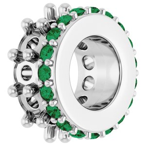 Platinum 2 mm Round Natural Emerald Semi-Set Spacer Charm/Pendant – image 4