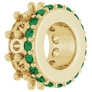 14K Yellow Gold 2 mm Round Natural Emerald Semi-Set Spacer Charm/Pendant – image 4