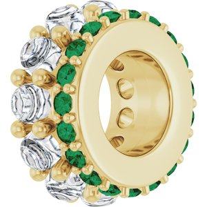 14K Yellow Gold 2 mm Round Natural Emerald Semi-Set Spacer Charm/Pendant – image 3