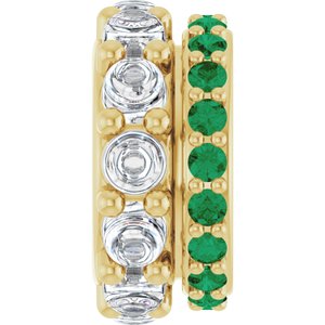 14K Yellow Gold 2 mm Round Natural Emerald Semi-Set Spacer Charm/Pendant