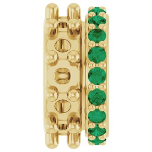 14K Yellow Gold 2 mm Round Natural Emerald Semi-Set Spacer Charm/Pendant – image 2