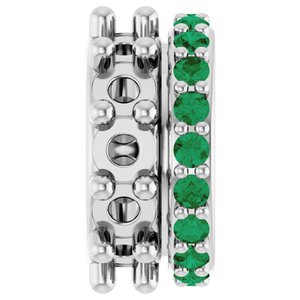 Platinum 2 mm Round Natural Emerald Semi-Set Spacer Charm/Pendant – image 2