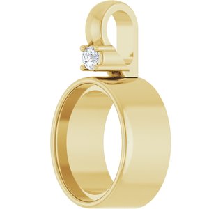 14K Yellow Gold 9x7 mm Oval .03 CT Natural Diamond Semi-Set Pendant – image 4