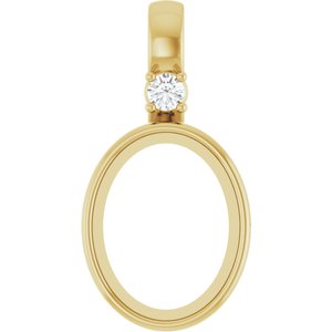 10K Yellow Gold 9x7 mm Oval .03 CT Lab-Grown Diamond Semi-Set Pendant – image 2