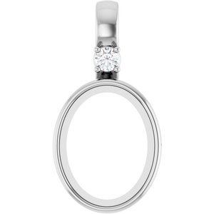 14K White Gold 9x7 mm Oval .03 CT Lab-Grown Diamond Semi-Set Pendant – image 2