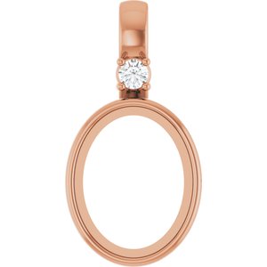 14K Rose Gold 9x7 mm Oval .03 CT Natural Diamond Semi-Set Pendant – image 2