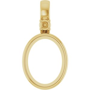 14K Yellow Gold 9x7 mm Oval Bezel-Set Cabochon Pendant Mounting – image 2