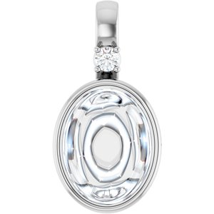 Sterling Silver 9x7 mm Oval Bezel-Set Cabochon Pendant Mounting