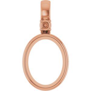 14K Rose Gold 9x7 mm Oval Bezel-Set Cabochon Pendant Mounting – image 2