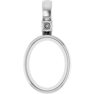 Platinum 9x7 mm Oval Bezel-Set Cabochon Pendant Mounting – image 2