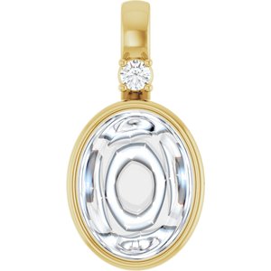 10K Yellow Gold 9x7 mm Oval Bezel-Set Cabochon Pendant Mounting