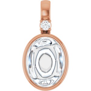 14K Rose Gold 9x7 mm Oval Bezel-Set Cabochon Pendant Mounting