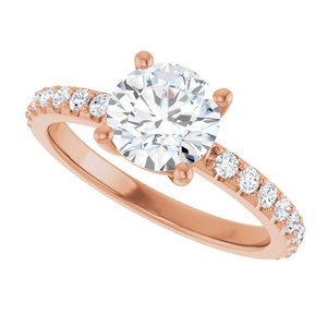 18K Rose Gold 7 mm Round Ring Mounting – image 8