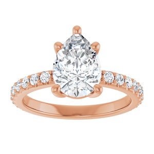 18K Rose Gold 10x7 mm Pear Ring Mounting – image 5