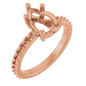 10K Rose Gold 10x7 mm Pear Ring Mounting – image 2