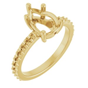 14K Yellow Gold 10x7 mm Pear Ring Mounting – image 2