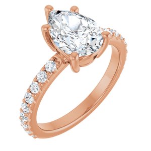 18K Rose Gold 10x7 mm Pear Ring Mounting