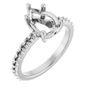 14K X1 White Gold 10x7 mm Pear Ring Mounting – image 2